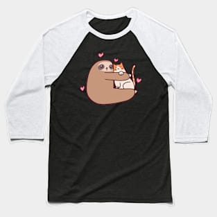 Sloth Loves Cat Baseball T-Shirt